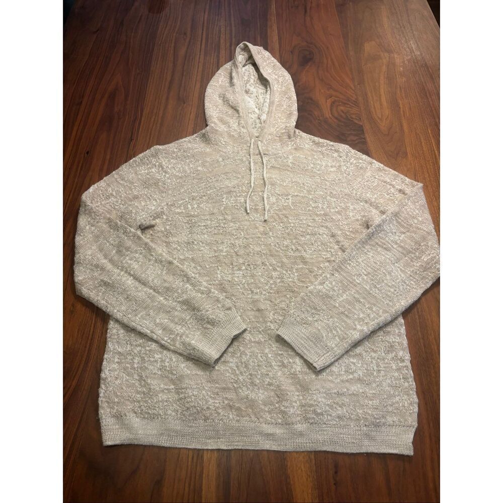 John Varvatos Men’s Tan Suffolk Easy Fit Linen Blend Hooded Sweater Size Medium